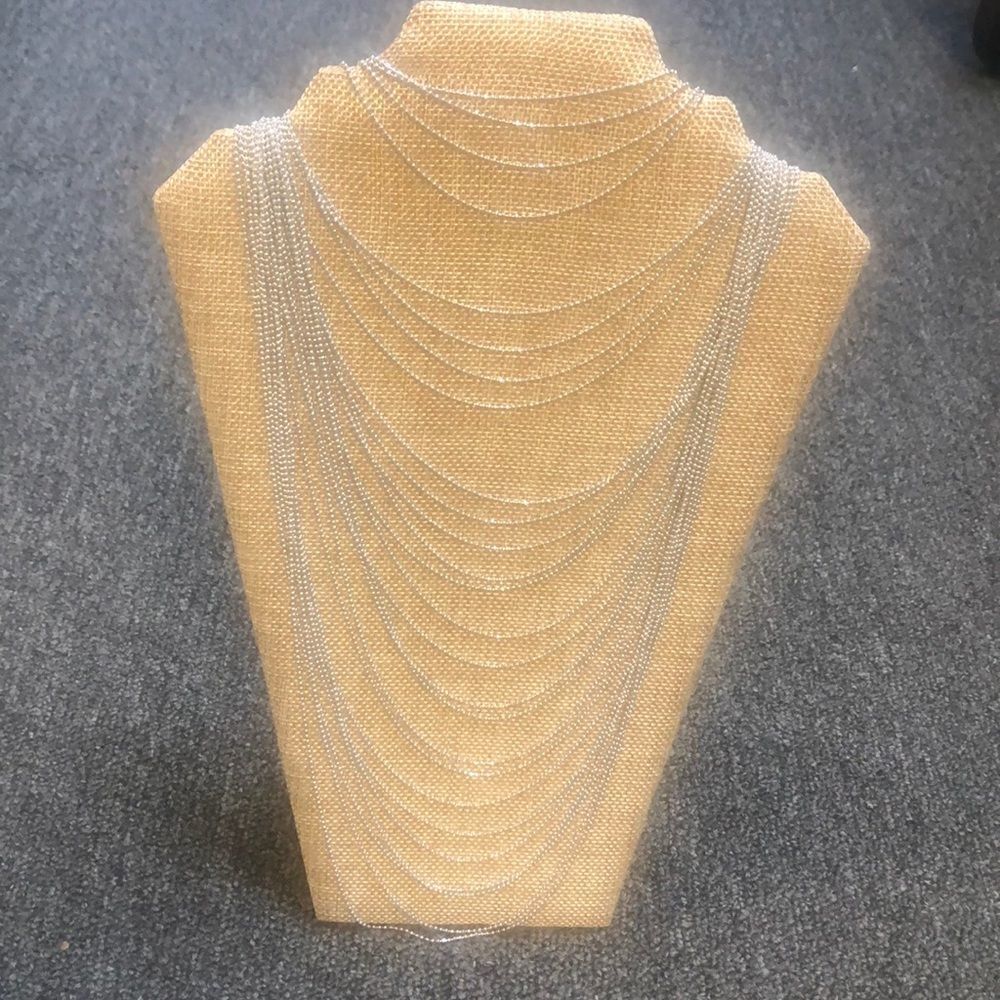 Rhodium plated layered necklace